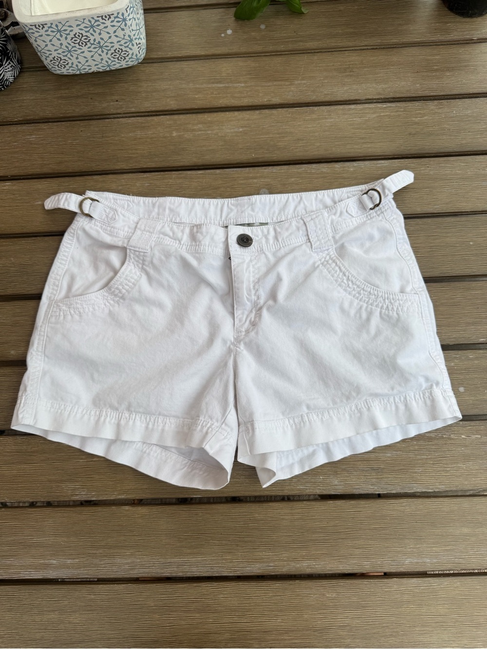 Athleta White Organic Cotton Utility Chino Shorts Women's 18" Waist Stretch